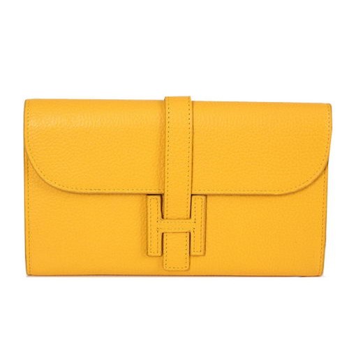 Hermes Jige Clutch Bag Cuir de veau HQ864 Jaune