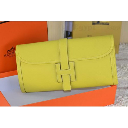 Hermes Jige Clutch Bag Cuir de veau Citron