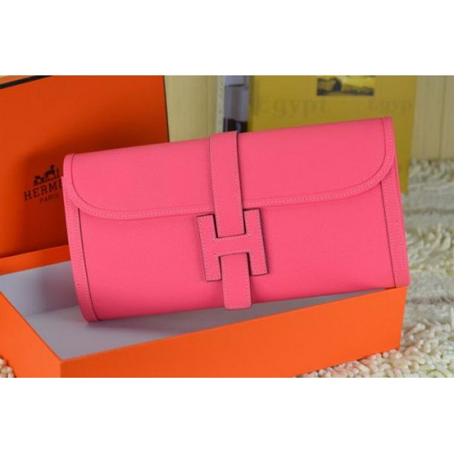 Hermes Jige pochette en cuir de veau rouge clair