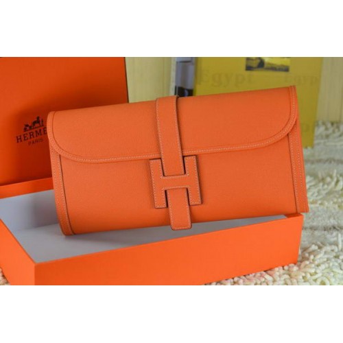 Hermes Jige Clutch Bag Cuir de veau Orange