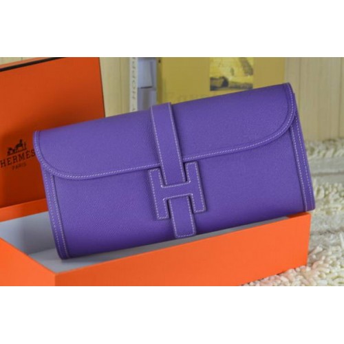 Hermes Jige Clutch Bag Cuir de veau Violet
