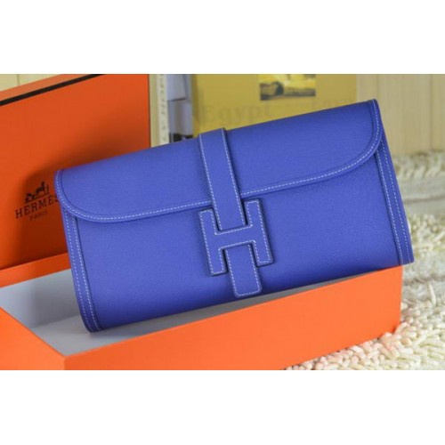 Hermes Jige Clutch Bag Cuir de veau Royal
