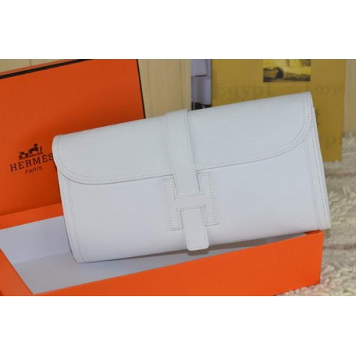 Hermes Jige pochette en cuir de veau blanc