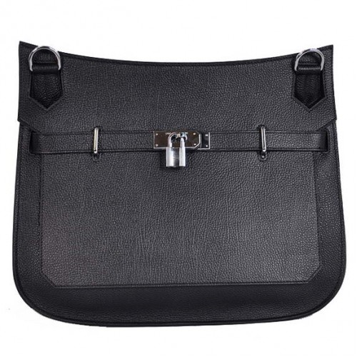 Hermes Jypsiere 34CM Sac à bandoulière Silver Hardware Noir