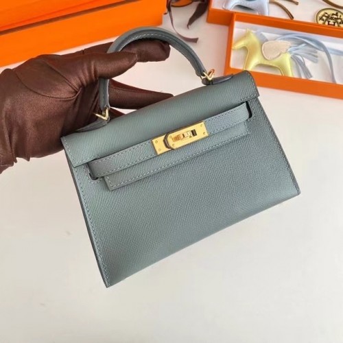 Hermes Kelly 19cm Sacs à bandoulière Epsom Leather KL19 Matériel doré Vert amande