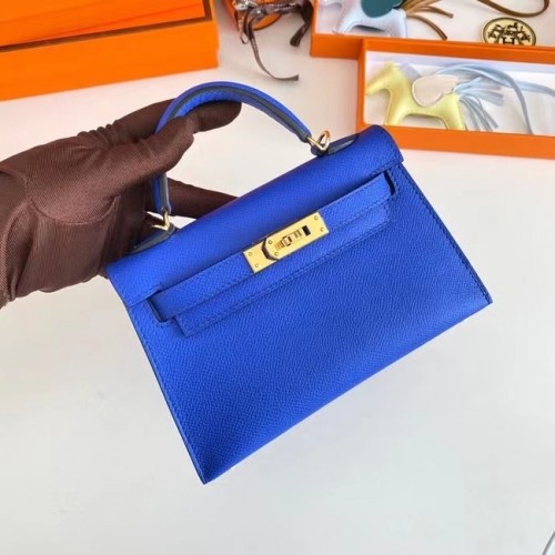 Hermes Kelly 19cm Sacs à bandoulière Epsom Leather KL19 Gold hardware Electro optic blue