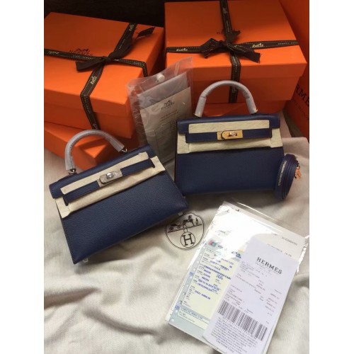 Hermes Kelly 19cm Sacs à bandoulière Epsom Cuir KL19 Bleu Royal