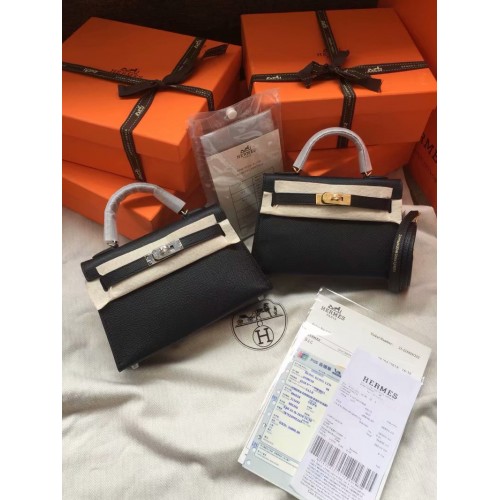 Hermes Kelly 19cm Sacs à bandoulière Epsom Cuir KL19 noir