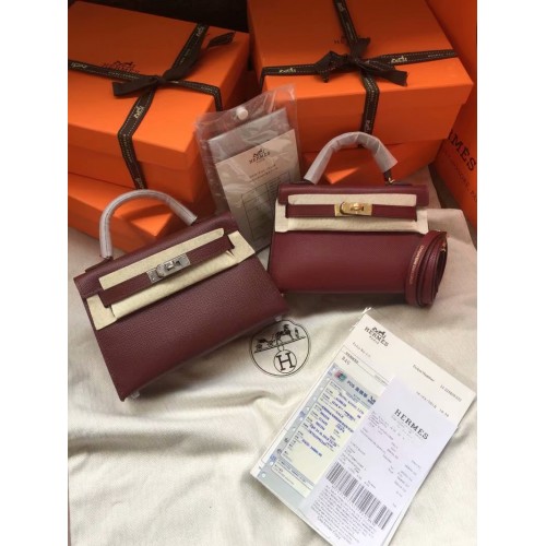Hermes Kelly 19cm Sacs à bandoulière Epsom Cuir KL19 fuchsia