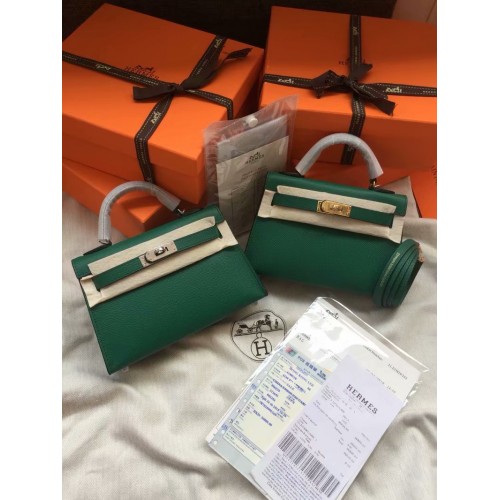 Hermes Kelly 19cm Sacs à bandoulière Epsom Cuir KL19 vert