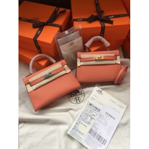 Hermes Kelly 19cm Sacs à bandoulière Epsom Cuir KL19 rose