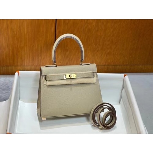Hermes Kelly 20cm Sacs à bandoulière Epsom KL2750 Gris perle et or