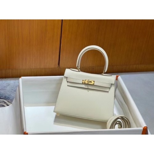 Hermes Kelly 20cm Sacs à bandoulière Epsom KL2750 Blanc&or