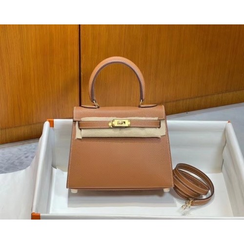 Hermes Kelly 20cm Sacs à bandoulière Epsom KL2750 marron&or