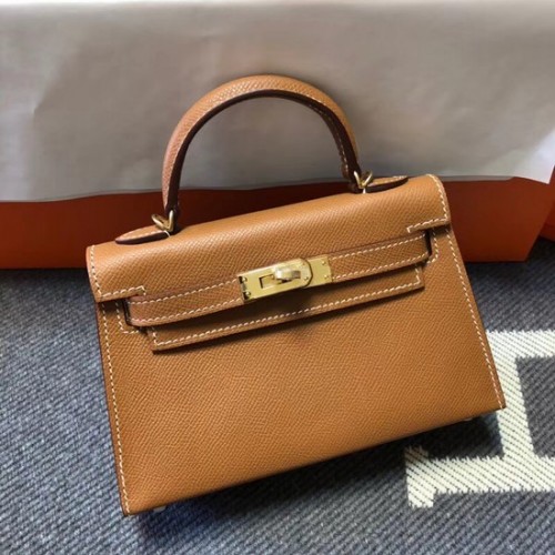 Hermes Kelly 20cm Tote Bag Original Epsom Cuir KL20 Camel