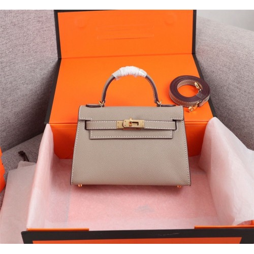 Hermes Kelly 20cm Tote Bag Original Epsom Cuir KL20 Gris