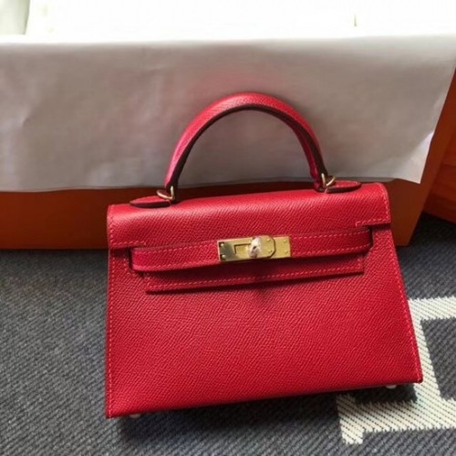 Hermes Kelly 20cm Tote Bag Original Epsom Cuir KL20 rouge