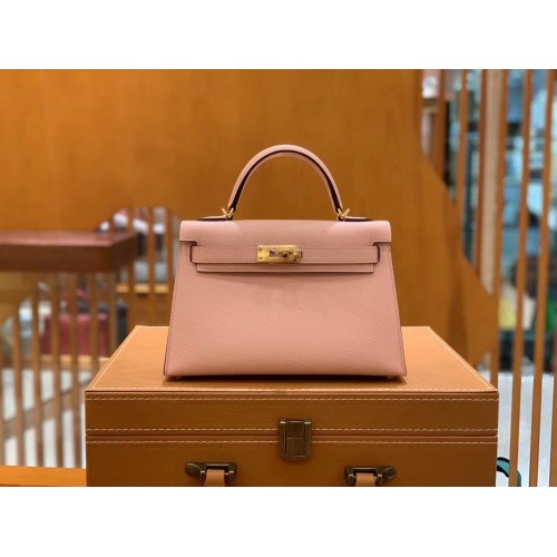 Hermes Kelly 22cm 25cm fourre-tout original Epsom sac en cuir KL22 KL25 rose nude