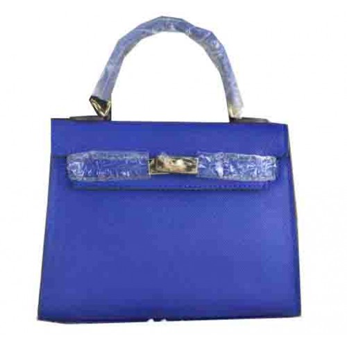 Hermes Kelly 22cm sac fourre-tout en cuir de veau bleu