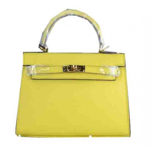 Hermes Kelly 22cm sac fourre-tout en cuir de veau citron