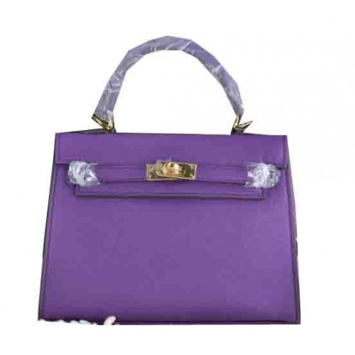 Sac fourre-tout Hermes Kelly 22cm en cuir de veau violet