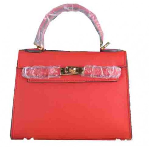 Hermes Kelly 22cm sac fourre-tout en cuir de veau rouge