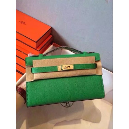 Hermes Kelly 22cm sac fourre-tout en cuir d'origine KL22 vert