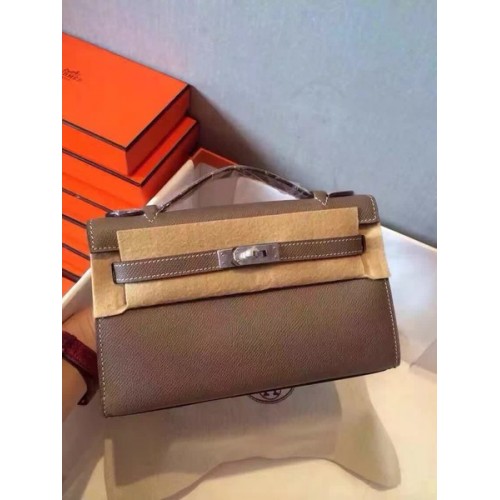 Hermes Kelly 22cm sac fourre-tout en cuir d'origine KL22 gris