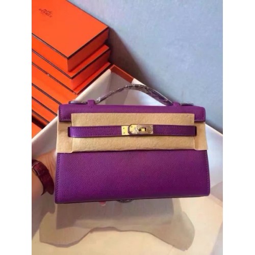 Hermes Kelly 22cm Sac fourre-tout en cuir d'origine KL22 Violet