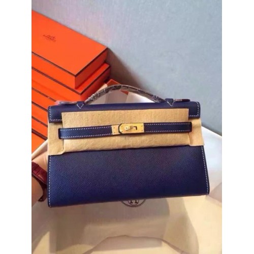 Hermes Kelly 22cm Sac fourre-tout en cuir d'origine KL22 Royal