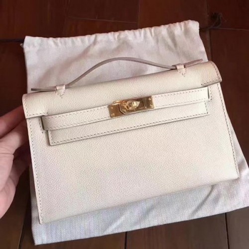 Hermes Kelly 22cm sac fourre-tout en cuir d'origine KL22 blanc
