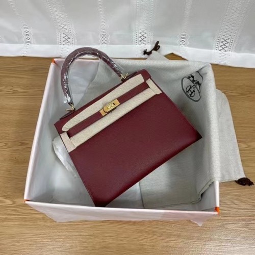 Hermes Kelly 25cm Sacs à bandoulière Epsom KL2755 Bordeaux&Métal Doré
