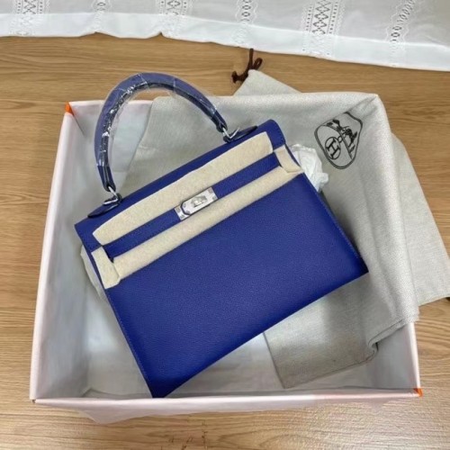 Hermes Kelly 25cm Sacs à bandoulière Epsom KL2755 Electrooptic blue&silver-Tone Metal