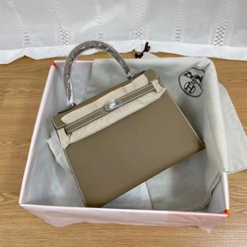 Hermes Kelly 25cm Sacs à bandoulière Epsom KL2755 Éléphant Gris&Métal Argenté