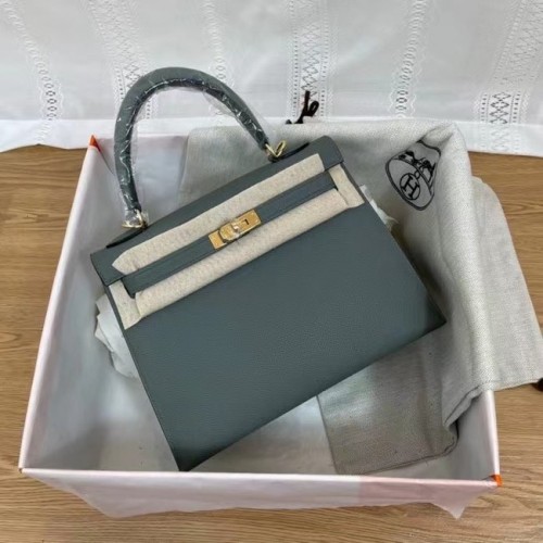 Hermes Kelly 25cm Sacs à bandoulière Epsom KL2755 Fog blue&gold-Tone Metal