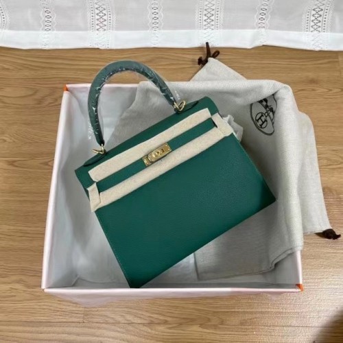 Hermes Kelly 25cm Sacs à bandoulière Epsom KL2755 Lac vert et métal doré