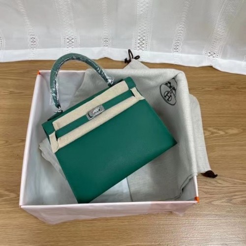 Hermes Kelly 25cm Sacs à bandoulière Epsom KL2755 Lac vert et métal argenté