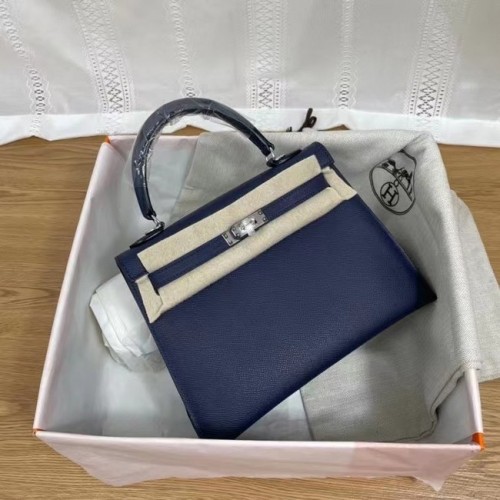 Hermes Kelly 25cm Sacs à bandoulière Epsom KL2755 Bleu royal et métal argenté