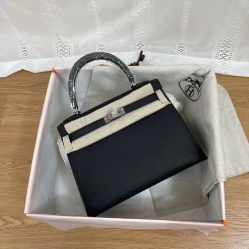 Hermes Kelly 25cm Sacs à bandoulière Epsom KL2755 métal noir et argenté