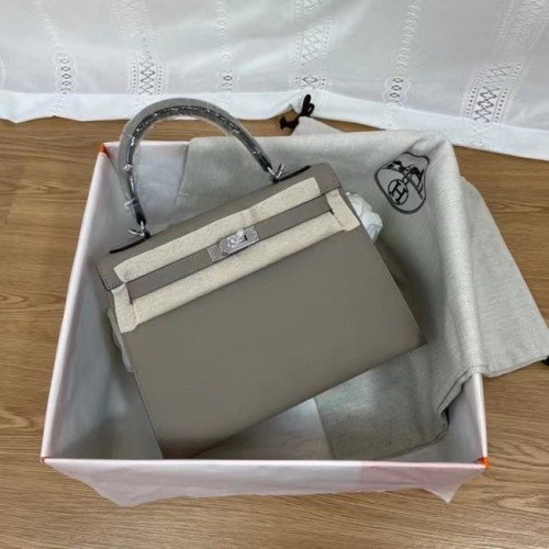 Hermes Kelly 25cm Sacs à bandoulière Epsom KL2755 gris et métal argenté