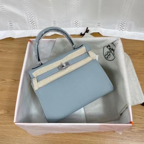 Hermes Kelly 25cm Sacs à bandoulière Epsom KL2755 bleu clair et métal argenté