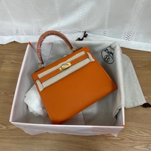 Hermes Kelly 25cm Sacs à bandoulière Epsom KL2755 métal orange et doré