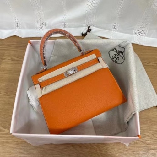 Hermes Kelly 25cm Sacs à bandoulière Epsom KL2755 métal orange et argenté