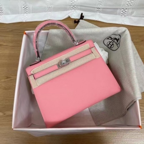 Hermes Kelly 25cm Sacs à bandoulière Epsom KL2755 rose et métal argenté