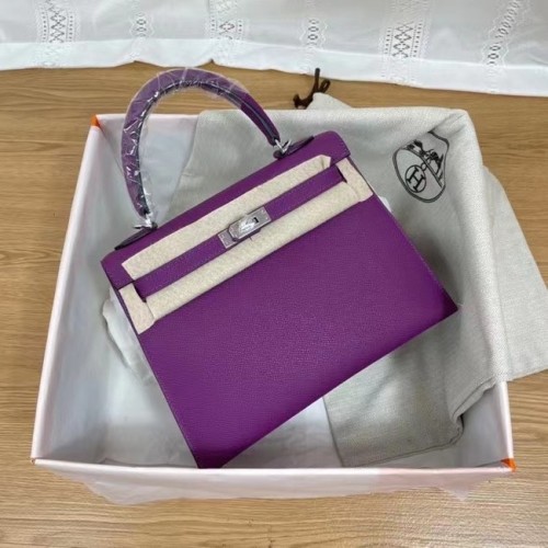 Hermes Kelly 25cm Sacs à bandoulière Epsom KL2755 violet et métal argenté