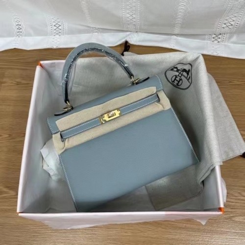 Hermes Kelly 25cm Sacs à bandoulière Epsom KL2755 bleu ciel et métal doré