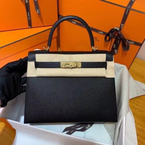 Hermes Kelly 28cm Sacs à bandoulière Epsom Cuir KL28 Noir