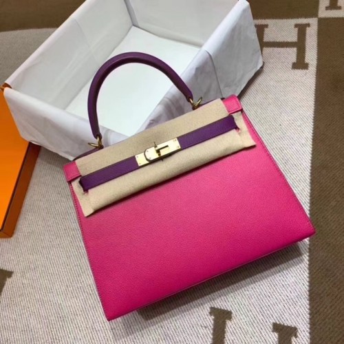 Hermes Kelly 28cm Sacs à bandoulière Epsom Cuir KL28 Prune rouge et violet