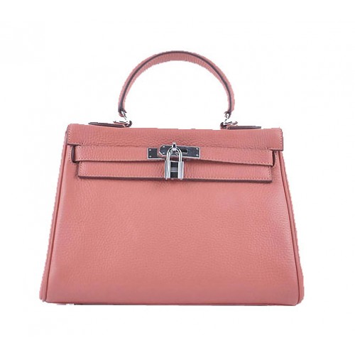 Hermes Kelly 28cm Sacs à bandoulière Rose clair Cuir granuleux Argent