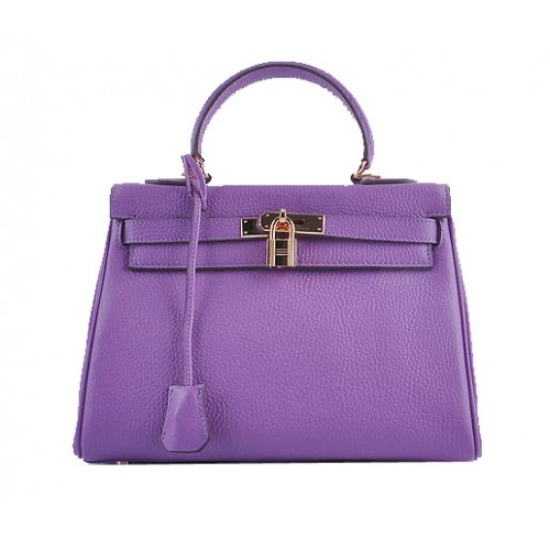 Hermes Kelly 28cm Sacs à bandoulière Violet Cuir grainé Or